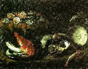 stilleben med fisk och ostron Giovanni Battista Recco